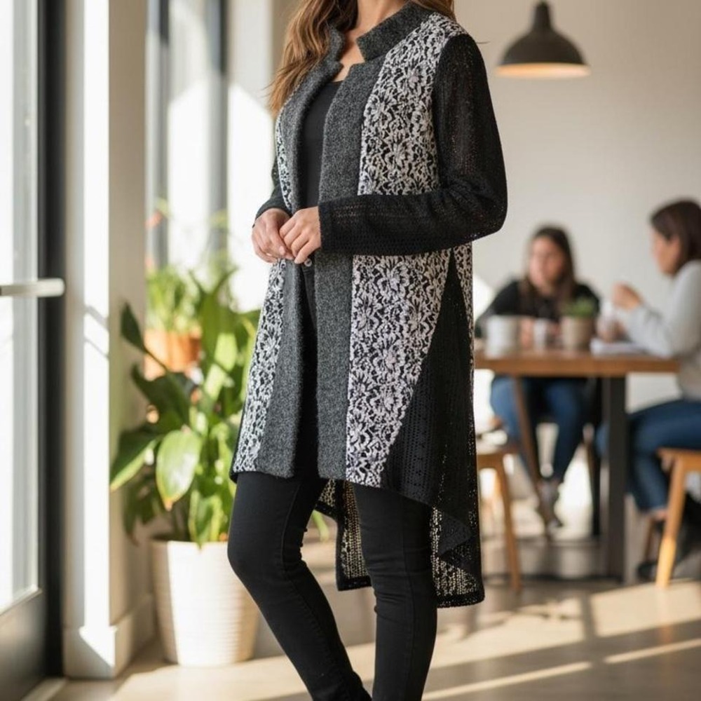 A'Reve Womens M‎ Cardigan Boho Cottagecore Grannycore Top